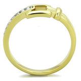 Two-Tone IP Gold (Ion Plating) Stainless Steel Ring with Top Grade Crystal  in Clear