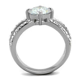 High polished (no plating) Stainless Steel Ring with AAA Grade CZ  in Clear
