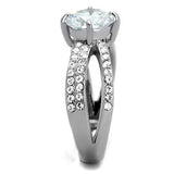 High polished (no plating) Stainless Steel Ring with AAA Grade CZ  in Clear