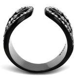 IP Black(Ion Plating) Stainless Steel Ring with Top Grade Crystal  in Black Diamond