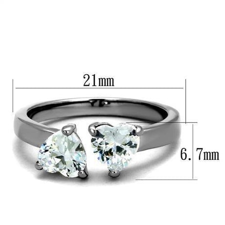High polished (no plating) Stainless Steel Ring with AAA Grade CZ  in Clear