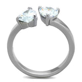 High polished (no plating) Stainless Steel Ring with AAA Grade CZ  in Clear