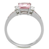 High polished (no plating) Stainless Steel Ring with AAA Grade CZ  in Rose