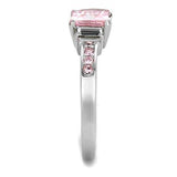 High polished (no plating) Stainless Steel Ring with AAA Grade CZ  in Rose