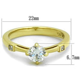 IP Gold(Ion Plating) Stainless Steel Ring with AAA Grade CZ  in Clear