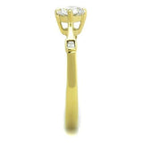 IP Gold(Ion Plating) Stainless Steel Ring with AAA Grade CZ  in Clear