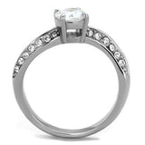High polished (no plating) Stainless Steel Ring with AAA Grade CZ  in Clear