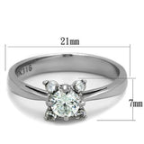 High polished (no plating) Stainless Steel Ring with AAA Grade CZ  in Clear