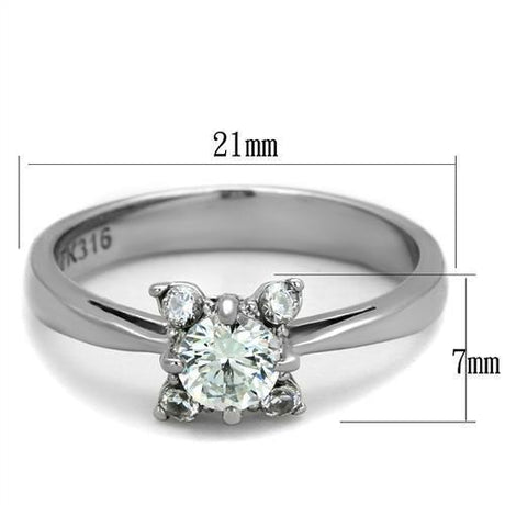 High polished (no plating) Stainless Steel Ring with AAA Grade CZ  in Clear