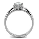 High polished (no plating) Stainless Steel Ring with AAA Grade CZ  in Clear