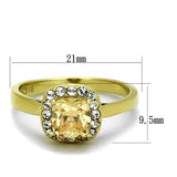 IP Gold(Ion Plating) Stainless Steel Ring with AAA Grade CZ  in Champagne