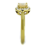 IP Gold(Ion Plating) Stainless Steel Ring with AAA Grade CZ  in Champagne