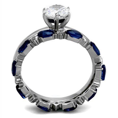 High polished (no plating) Stainless Steel Ring with AAA Grade CZ  in Clear