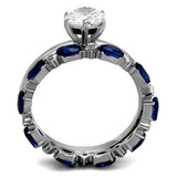 High polished (no plating) Stainless Steel Ring with AAA Grade CZ  in Clear