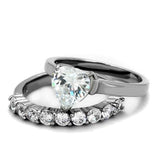 High polished (no plating) Stainless Steel Ring with AAA Grade CZ  in Clear
