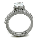 High polished (no plating) Stainless Steel Ring with AAA Grade CZ  in Clear