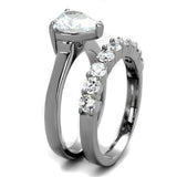 High polished (no plating) Stainless Steel Ring with AAA Grade CZ  in Clear