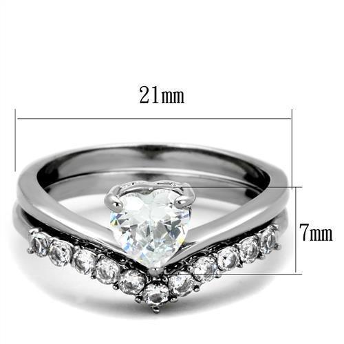 High polished (no plating) Stainless Steel Ring with AAA Grade CZ  in Clear
