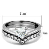 High polished (no plating) Stainless Steel Ring with AAA Grade CZ  in Clear