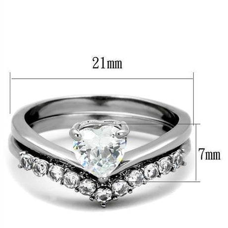 High polished (no plating) Stainless Steel Ring with AAA Grade CZ  in Clear