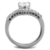 High polished (no plating) Stainless Steel Ring with AAA Grade CZ  in Clear