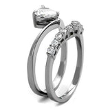 High polished (no plating) Stainless Steel Ring with AAA Grade CZ  in Clear