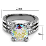 High polished (no plating) Stainless Steel Ring with AAA Grade CZ  in White AB