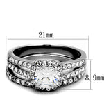 High polished (no plating) Stainless Steel Ring with AAA Grade CZ  in Clear