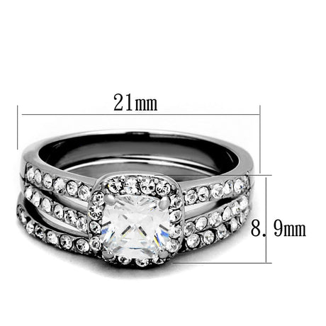 High polished (no plating) Stainless Steel Ring with AAA Grade CZ  in Clear