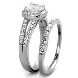 High polished (no plating) Stainless Steel Ring with AAA Grade CZ  in Clear
