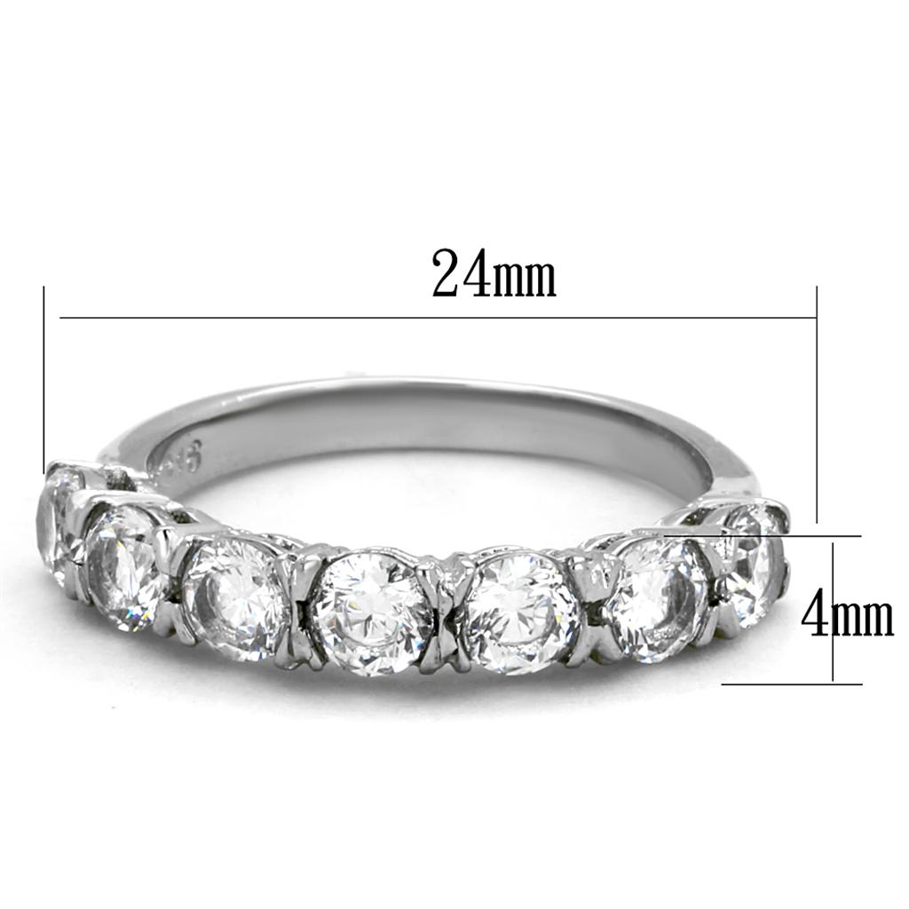 High polished (no plating) Stainless Steel Ring with AAA Grade CZ  in Clear