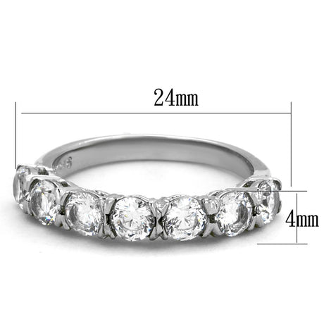 High polished (no plating) Stainless Steel Ring with AAA Grade CZ  in Clear