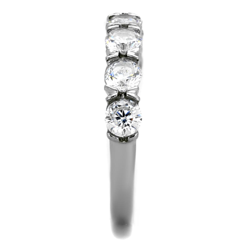 High polished (no plating) Stainless Steel Ring with AAA Grade CZ  in Clear