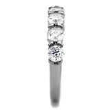 High polished (no plating) Stainless Steel Ring with AAA Grade CZ  in Clear