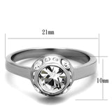 High polished (no plating) Stainless Steel Ring with Top Grade Crystal  in Clear