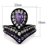 IP Black(Ion Plating) Stainless Steel Ring with AAA Grade CZ  in Amethyst
