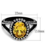 IP Black(Ion Plating) Stainless Steel Ring with AAA Grade CZ  in Topaz