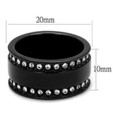 IP Black(Ion Plating) Stainless Steel Ring with Top Grade Crystal  in Clear
