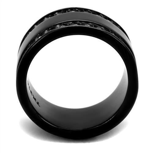 IP Black(Ion Plating) Stainless Steel Ring with Top Grade Crystal  in Clear