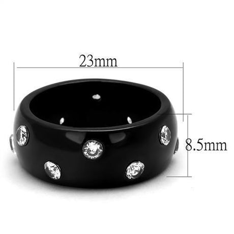 IP Black(Ion Plating) Stainless Steel Ring with AAA Grade CZ  in Clear