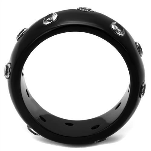 IP Black(Ion Plating) Stainless Steel Ring with AAA Grade CZ  in Clear