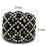 IP Black(Ion Plating) Stainless Steel Ring with Top Grade Crystal  in Metallic Light Gold
