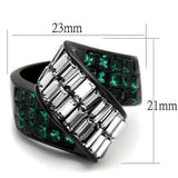 IP Black(Ion Plating) Stainless Steel Ring with Synthetic Synthetic Glass in Blue Zircon