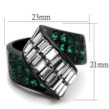 IP Black(Ion Plating) Stainless Steel Ring with Synthetic Synthetic Glass in Blue Zircon