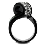 IP Black(Ion Plating) Stainless Steel Ring with Synthetic Synthetic Glass in Blue Zircon