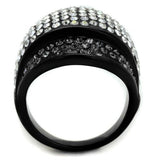 IP Black(Ion Plating) Stainless Steel Ring with Top Grade Crystal  in Multi Color