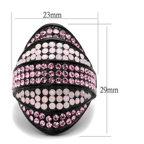 IP Black(Ion Plating) Stainless Steel Ring with Top Grade Crystal  in Multi Color