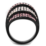 IP Black(Ion Plating) Stainless Steel Ring with Top Grade Crystal  in Multi Color