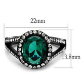IP Black(Ion Plating) Stainless Steel Ring with Synthetic Synthetic Glass in Blue Zircon