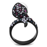IP Black(Ion Plating) Stainless Steel Ring with Synthetic Pearl in White